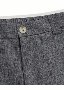 Calvornis 男士商务休闲条纹梭织西装裤 - 深灰色 - 查看 4