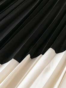 SHEIN Clasi Plus Size Women's Casual Vacation Colorblock A-Line Pleated Minimalist Everyday Printed Skirt, Suitable For Women's Vacation & Holiday Wear - Multicolor - View 5