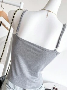 少女纯色无袖吊带背心，夏季