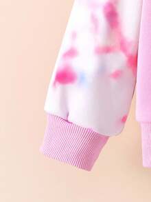 Elladie kids 女童独角兽扎染印花连帽棒球夹克 秋冬独角兽服装夹克 带帽夹克 女童连帽衫 女童卡通夹克 - 粉色 - 查看 6