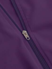 Slaydiva 休闲基础款秋冬V领拉链长袖修身外套 - E，女士拉链款 - 紫色 - 查看 3