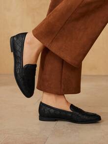 MOTF PREMIUM WOMEN'S CASUAL COMFORTABLE VERSATILE FLAT LOAFERS FOR CHRISTMAS - Black - View 2