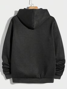 EURMUSE Áo hoodie có dây rút in chữ và núi Nhật Bản 100% Cotton dành cho nam - Màu xám đen - Xem 2
