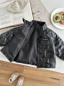 SHEIN 女婴休闲黑色长袖棉衣 - 黑色 - 查看 7