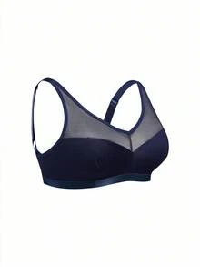 ملابس داخلية بألوان كحلي داكن تصميم بسيط لا سلكي كابات للنساء البدينات - أزرق بحري - مشاهدة 5