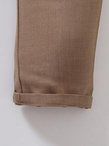 SHEIN 两件套男童不对称扣背心和裤子套装 - 摩卡棕 - 查看 6