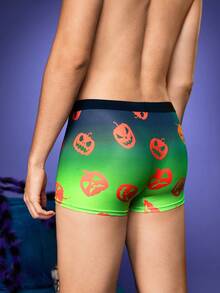 Notgurli Celana Dalam Boxer Pria Nyaman Motif Halloween Ombre Hijau Neon untuk Pesta dan Festival Musik - Hitam - View 2