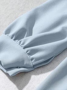 GlowEve Đầm nữ cổ chữ V tay dài, dài vừa phải, cài nút kim loại thanh lịch - Màu xanh lam - Xem 6