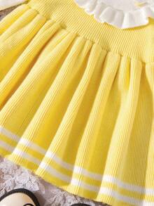 Baby Girl Fashionable Elegant Cute Knitted Long Sleeve Sweater Dress, Autumn/Winter Yellow Baby Girl Dress Yellow Peter Pan Collar Baby Dress Baby Girl Yellow Dress Baby Girl Knit Dress Baby Girl Sweater Dress Dress With Collar Yellow Sweater Dress Knit Dress Baby Girl Ruffle Dress Baby Girls Winter Clothes Baby Girls Fall Clothes Baby Girl Fall Outfits Yellow Dress For Baby Girl Yellow Peter Pan Collar Dress Spring Theme Party Dress For Baby Dress - Yellow - View 4