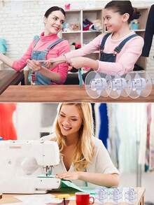 SHEIN 1PC 25-Slot Bobbin Storage Box - Clear Plastic Organizer For Sewing Machine Accessories & Craft Supplies - White - View 7