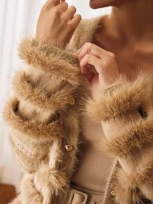 MOTF PREMIUM ÁO KHOÁC CARDIGAN CỜ LÔNG GIẢ TƯƠNG PHẢN - Lạc đà - Xem 3