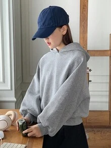 Dazy Kids Sudadera con capucha de forro polar de unicolor para niñas preadolescentes, otoño e invierno