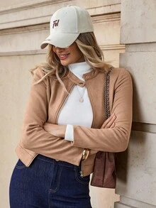 Solivie Women's Casual Everyday Zip-Up  Jacket, In Autumn/Winter,Fall