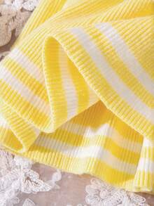 Baby Girl Fashionable Elegant Cute Knitted Long Sleeve Sweater Dress, Autumn/Winter Yellow Baby Girl Dress Yellow Peter Pan Collar Baby Dress Baby Girl Yellow Dress Baby Girl Knit Dress Baby Girl Sweater Dress Dress With Collar Yellow Sweater Dress Knit Dress Baby Girl Ruffle Dress Baby Girls Winter Clothes Baby Girls Fall Clothes Baby Girl Fall Outfits Yellow Dress For Baby Girl Yellow Peter Pan Collar Dress Spring Theme Party Dress For Baby Dress - Yellow - View 7