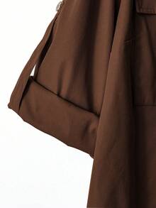 Franclia Loose Fit Casual Minimalist Shirt & Wide Leg Pants Set Brown 2 Pieces Set Work Clothes Women Set Blouse And Pants Set Shirt And Pants Set Brown Set Women Curious George Brown Chocolate Brown