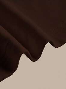 SHEIN BASICS Áo thun nữ dáng rộng cổ đứng màu trơn, dáng rộng, thường ngày - màu nâu - Xem 7