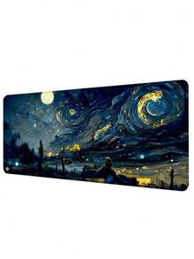 SHEIN 1 قطعة لوحة فأرة كبيرة الحجم مزينة بلوحة زيتية، لوحة مفاتيح ألعاب، لوحة مكتب، لوحة فأرة كبيرة الحجم لطاولة ألعاب الكمبيوتر المحمول، لوحة مكتب فاخرة، كبيرة وسميكة، قاعدة مطاطية مانعة للانزلاق، مناسبة للمكتب والاستخدام المنزلي، قابلة للغسيل، مريحة للاستخدام، عودة إلى المدرسة، متوفرة بأحجام متعددة - 2014 - ضوء القمر الدوارة - مشاهدة 5