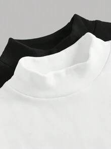 Girlism Tween Mädchen Basis Rollkragen Thermo-Langarmshirt, schwarze & weiße enge Tops für Teenager, enge Tops für Tween Mädchen, schwarz-weiße Tops für Tween Mädchen, Teenager Tops, enge Tops für Herbst und Winter - Schwarz und Weiss - Übersicht 3