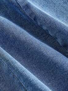 SHEIN MOD 女士休闲牛仔抹胸系带修身连衣裙 - 藍色 - 查看 4