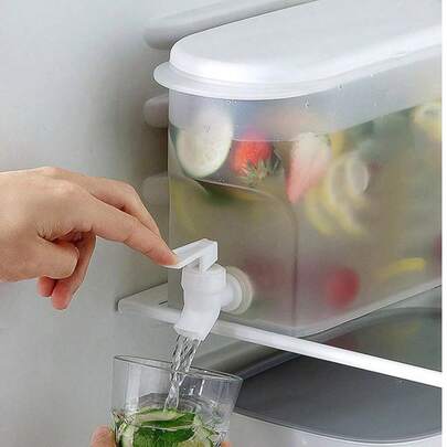 SHEIN 1 件装冰箱饮水机带水龙头 - 大容量冷萃壶，适用于饮料和饮品，实用厨房储物容器，带易倾倒嘴，家用冷藏玻璃水瓶