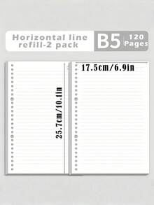 1/2/3PCS/360page- B5 Clear Soft Leather Bulk Notebook, With Perforated Pages,B5 Loose-Leaf Notebook With Thick Coil - 1PC 60 Sheets (120 Pages) Detachable, Light Green Light Blue Milky White, Smooth Writing Paper Binder - Velvet Textured Cover,School Supplies,Back To School - Multicolor - View 18