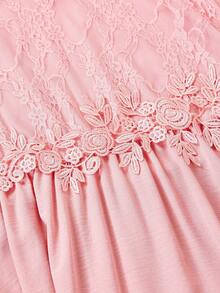 Ellevyn Blush Pink,Autumn,Elegant,Formal,Wedding Ninang Plus Size Lace-Trimmed A-Line Dress,High Low Hem Retro Party Gown For Women's Clothing - Pink - View 8