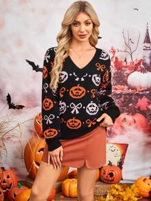 SHEIN LUNE Halloween Women Sweaters Fall Winter Cloth For Women - Black - View 7