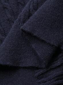 DAZY Beaded Bowknot Polo Collar Casual Knit Top For Women, Autumn/Winter - Navy Blue - View 7