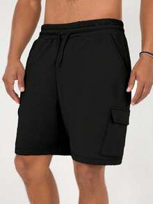 EURMUSE Pantalones cortos cargo de unicolor casual para hombres, versátiles para el verano - Gris Oscuro - Ver 4
