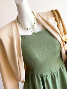 Sweetra Young 2 件套青少年女孩休闲日常约会装：长袖开衫和吊带背心连衣裙套装