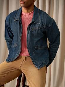 RivetRise Herren Vintage Destroyed Loose Fit Denim Jacke im Western Vintage Stil, Herbst