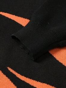 Manfinity Roghcode Jersey casual de hombre con patrón de bloques de color, otoño/invierno - Negro - Ver 3