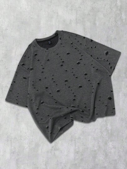 Street Life Men's Double Layer Distressed Graphic Short Sleeve T-Shirt