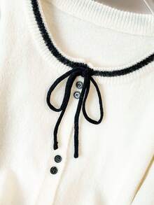 GlowEve CURVE 大码女式拼色蝴蝶结前扣开衫