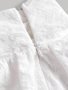 SHEIN MOD 抽繩褶邊雙層下擺半身裙 - 白色 - 查看 4