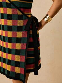 Travachic 加大码女式无袖裹身蝴蝶结领带毛衣裙女士秋季服装，秋季服装圣诞节万圣节，新年服装，黑色连衣裙红色连衣裙，女士毛衣裙加大码毛衣圣诞毛衣套头女式，冬季连衣裙女士休闲裙婚礼派对裙派对裙感恩节服装女士圣诞裙 - 彩色 - 查看 6