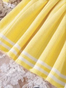 Baby Girl Fashionable Elegant Cute Knitted Long Sleeve Sweater Dress, Autumn/Winter Yellow Baby Girl Dress Yellow Peter Pan Collar Baby Dress Baby Girl Yellow Dress Baby Girl Knit Dress Baby Girl Sweater Dress Dress With Collar Yellow Sweater Dress Knit Dress Baby Girl Ruffle Dress Baby Girls Winter Clothes Baby Girls Fall Clothes Baby Girl Fall Outfits Yellow Dress For Baby Girl Yellow Peter Pan Collar Dress Spring Theme Party Dress For Baby Dress - Yellow - View 8