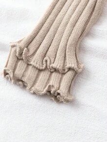 Franclia 欧美博主同款设计，优雅立体褶皱荷叶边长袖针织打底衫，秋冬外出时尚休闲通勤商务办公日常休闲百搭气质都市教师职业装 - 卡其色 - 查看 3