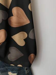 EMERY ROSE Casual Minimalist All-Over Print Plus Size Summer T-Shirt Suitable For Going Out - Multicolor - View 5