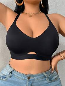 DesireSculpt 1 Áo ngực không dây ren chắp vá cỡ lớn - màu đen - Xem 6