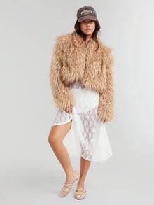 Solezae 女士休闲优雅方头舒适水钻网眼芭蕾平底鞋 - 米色 - 查看 3