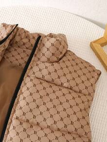 Áo khoác vest in hoa cổ điển giản dị dành cho bé trai tuổi teen, thích hợp cho các buổi đi chơi mùa thu/đông và mặc đi học - màu nâu - Xem 5