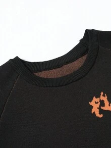 Manfinity Roghcode Jersey casual de hombre con patrón de bloques de color, otoño/invierno - Negro - Ver 7