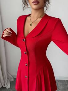 Elenzga بدلة نسائية أنيقة رومانسية، تشمل جاكيت بياقة وأكمام طويلة وخصر ضيق بتصميم A-line وبنطال ساق مستقيمة