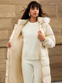 CLARA VERO Bikerjacka i ullblandning med asymmetrisk dragkedja, dragkedjefickor och skärp i midjan, snygga ytterkläder - Beige - Visa 8