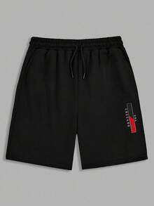 SHEIN Cottnline Men 2pcs Multi Pack Letter Printed Drawstring Waist Regular Short - Multicolor - View 9