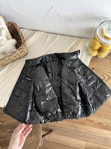 SHEIN 女婴休闲黑色长袖棉衣 - 黑色 - 查看 4