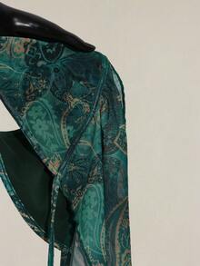 SHEIN ICON Allover Print Halter Neck Backless Asymmetric Hem Sexy Camisole