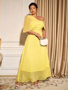 Cravure Vestido de cóctel elegante y versátil personalizado para mujer de talla grande para fiesta o baile - Amarillo - Ver 5