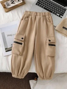 Genkimix Kids Autumn/Winter New Boys Casual Sports Sweatpants With Pockets, Simple & Stylish Cuffed Trousers Fall